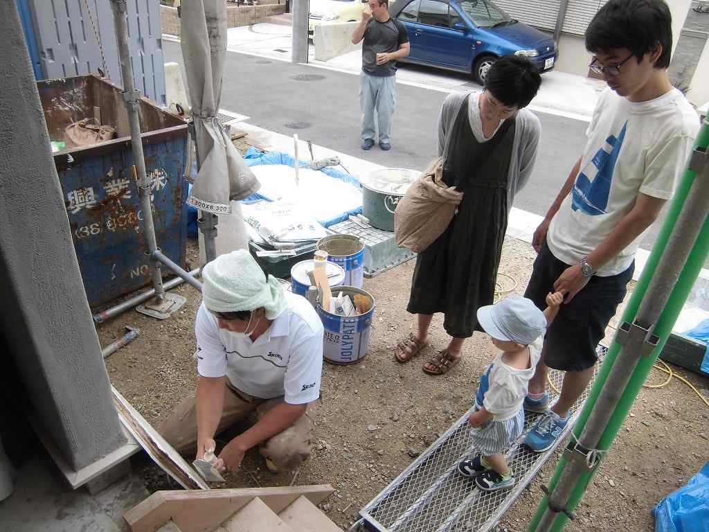 しっくい塗り立ち合い。